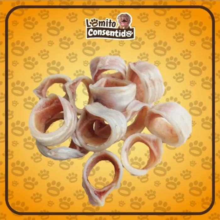 Tráquea de res cocida en aros, snack natural para perros en bolsa de media libra