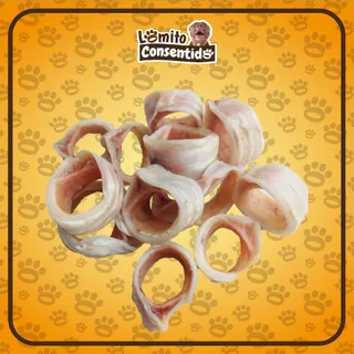 Tráquea de res cocida en aros, snack natural para perros en bolsa de media libra