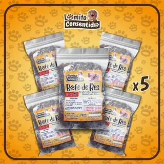 Paquete de bofe de res S para perros, incluye 10 bolsas de media libra con trozos pequeños, alimento natural rico en proteínas, hierro y vitamina D que fortalece piel, huesos y sistema inmunológico, presentación total de 5 libras